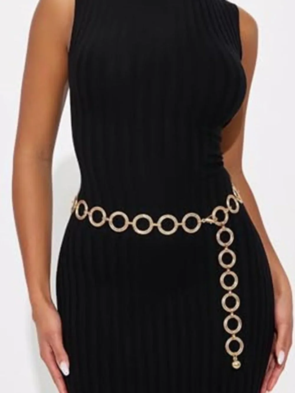 Women Multilayer Gold Silver Metal Link Body Chain Belt Ladies Waist